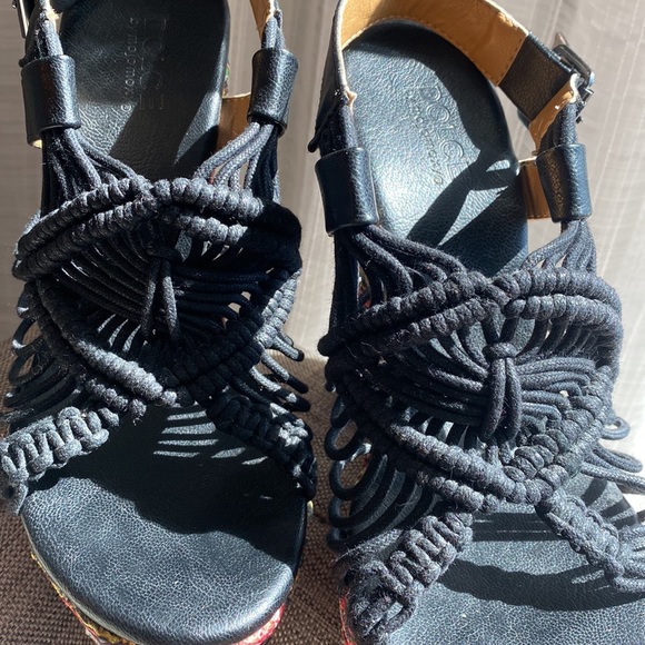 Ethnic Beaded Embroidery Sky High 5 1/2” Boho Wedge with Jute Rope Straps - 8 - Picture 9 of 16